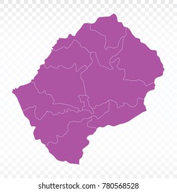 Map-Lesotho map. Each city and border has separately. Vector illustration eps 10.