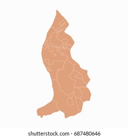 Map-Liechtenstein map. Each city and border has separately.Vector illustration eps 10.