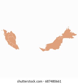 Map-Malaysia map. Each city and border has separately.Vector illustration eps 10.