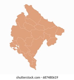 Map-Montenegro map. Each city and border has separately.Vector illustration eps 10.