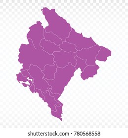 Map-Montenegro map. Each city and border has separately. Vector illustration eps 10.