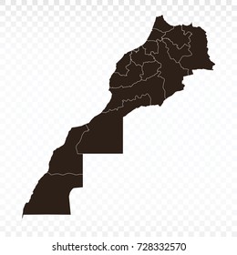 Map-Morocco Western Sahara map. Each city and border has separately. Vector illustration eps 10.