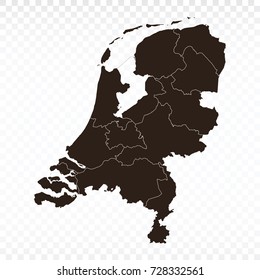 Map-Netherlands map. Each city and border has separately. Vector illustration eps 10.
