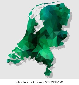 Map-netherlands Map Each city combines polygon pattern emerald green eps vector illustration 10