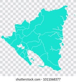Map-nicaragua map. Each city and border has separately. Vector illustration eps 10.