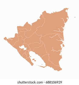 Map-Nicaragua map. Each city and border has separately.Vector illustration eps 10.
