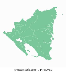 Map-Nicaragua map. Each city and border has separately. Vector illustration eps 10.