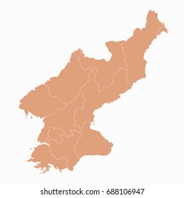 Map-North Korea map. Each city and border has separately.Vector illustration eps 10.