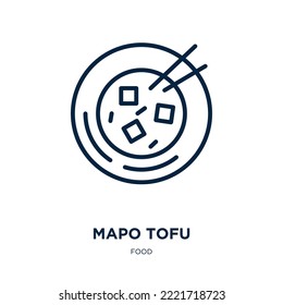 mapo tofu icon from food collection. Thin linear mapo tofu, lunch, chinese outline icon isolated on white background. Line vector mapo tofu sign, symbol for web and mobile