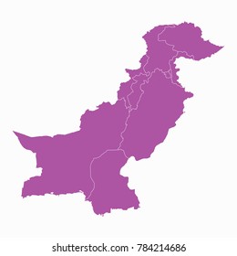 Map-Pakistan map. Each city and border has separately. Vector illustration eps 10.