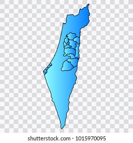 Map-Palestine map. Each city and border has separately. Bluish blue. Vector illustration Eps 10.