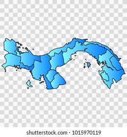 Map-Panama map. Each city and border has separately. Bluish blue. Vector illustration Eps 10.