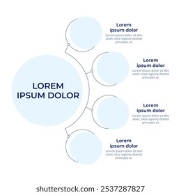 Mapeando infográfico de diagrama circular. quadro. Estrutura de rede. Visão geral do sistema. Visualização de dados com 4 opções. Arredondamento do gráfico de hierarquia