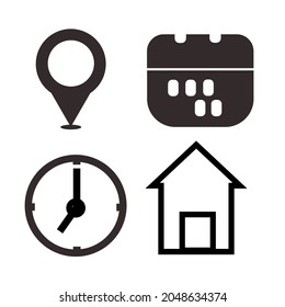 Mapping Icons and Location icons, home, clock, calendar with Background
