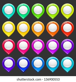 Mapping markers on a dark background, vector illustration 10eps