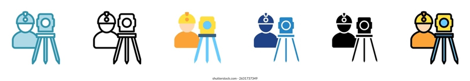 Mapeamento multi estilo, mini ilustração ícone conjunto. contorno, plano, glifo, cor da linha. vetor para IU, UX, aplicativo, web, digital ou impressão, relacionado à indústria, construção, engenharia civil.