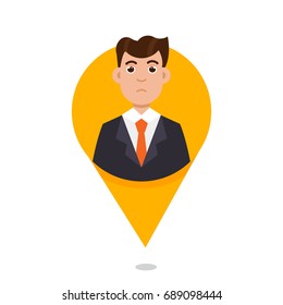 Mapping Pin character emotion. Vector illustration