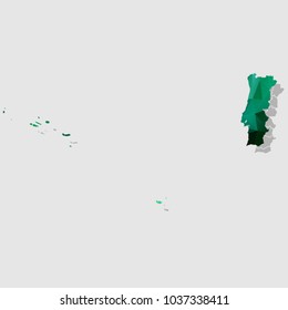 Map-portugal Map Each city combines polygon pattern emerald green eps vector illustration 10