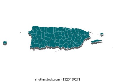 map-puerto Rico country on white background, Vector map-puerto Rico country on white background. blue color. - Vector