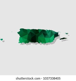 Map-puertoRico Map Each city combines polygon pattern emerald green eps vector illustration 10