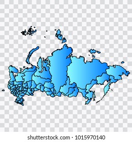Map-Russia map. Each city and border has separately. Bluish blue. Vector illustration Eps 10.