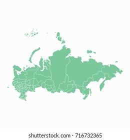 Map-Russia map. Each city and border has separately. Vector illustration eps 10.