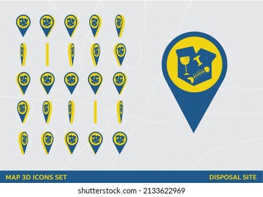 Mapas Icono 3D Juego Rotación Desecho Sitio Firma Vector Ilustración