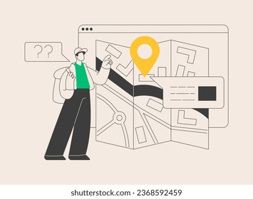 Maps abstract concept vector illustration. Office location information, get directions, corporate website, menu bar, online navigation, how to find, UI, user experience abstract metaphor.