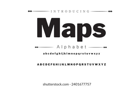 Maps Abstract modern urban alphabet fonts. Typography sport, technology, fashion, digital, future creative logo font. vector illustration