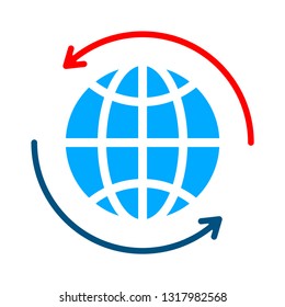 maps around globe flat icon - geography earth illustration