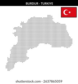 Maps the Burdur region in Turkey using dots