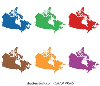 Maps of Canada on cloth with stitches