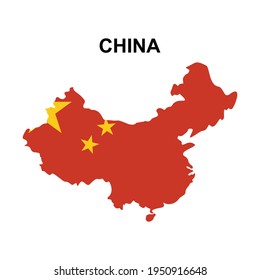 maps of China with national flags icon vector sign symbol