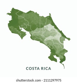 maps of Costa Rica, watercolour style vector Illustration.