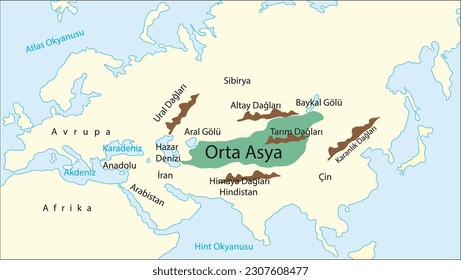 maps delineating central asia borders