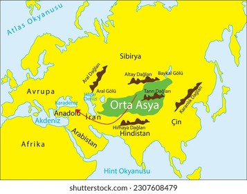 maps delineating central asia borders