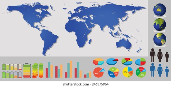 Maps with different colourful elements and icons
