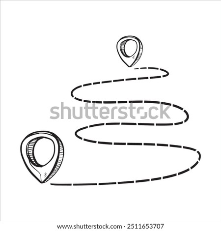 Maps Distance Sign Hand drawn Illustration