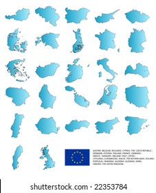 maps of european country on white background
