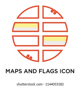 Maps and Flags icon vector isolated on white background for your web and mobile app design, Maps and Flags logo concept