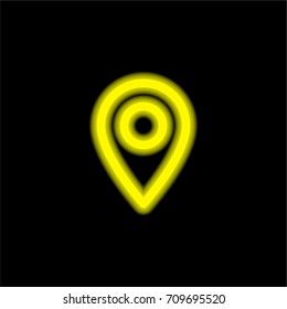 Maps and Flags yellow glowing neon ui ux icon. Glowing sign logo vector