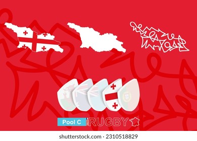 Maps of  Georgia in three versions for rugby international championship. Abstract background.