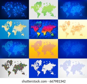 Maps globe Earth contour outline silhouette world mapping cartography texture vector illustration