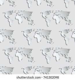 Maps globe Earth contour seamless pattern background silhouette world mapping cartography texture vector illustration