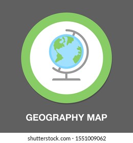 Maps Globe Flat Icon - Maps Globe Flat Isolated , Geography Earth Illustration - Vector Education Sphere