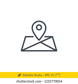 Maps (GPS) Icon / Vector - In Line / Stroke Design