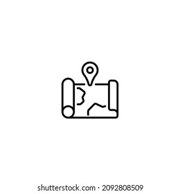 Maps GPS Location Game Outline Icon, Logo, and illustration Vector