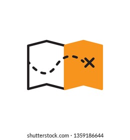 maps icon flat outline 