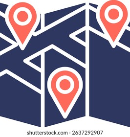 Maps Icon Glyph Color Vector Illustration