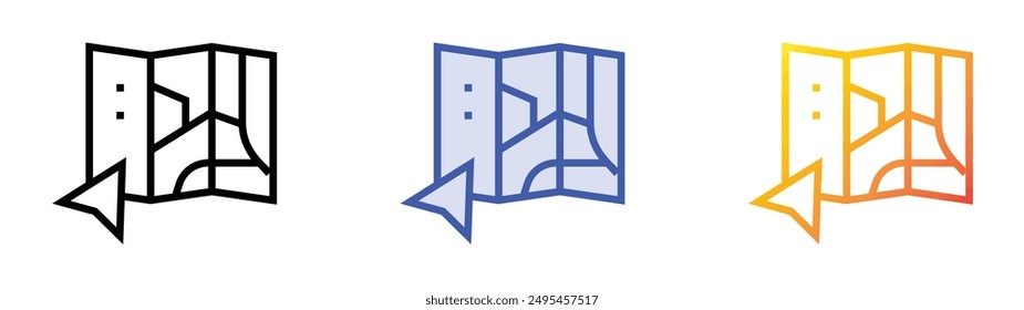 maps icon. Linear, Blue Fill and Gradient Style Design Isolated On White Background